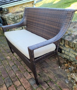 lot 348 image: Wicker Patio Bench