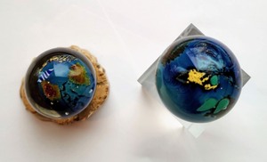 lot 429 image: Two Mini Art Glass Paperweights With Decorative Stands