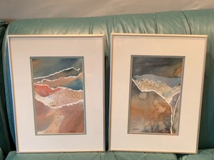 lot 235 image: Pair Jannine Primus WatercolorFiberPaper Framed Art