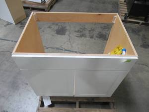 Hampton Bay Cambridge Assembled 36x34.5x24.5 in. Sink Base Cabinet with False Drawer Front in White CM3635S-WH
