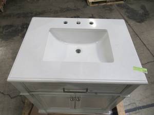 Home Decorators Collection Melpark 30 in. W x 22 in. D Bath Vanity in Dove Grey with Cultured Marble Vanity Top in White with White Sink Melpark 30G
