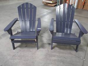 Hampton Bay Midnight Folding Outdoor Adirondack Chair (2-Pack) - Scratch & Dent - 1 Chair missing Front Slat.