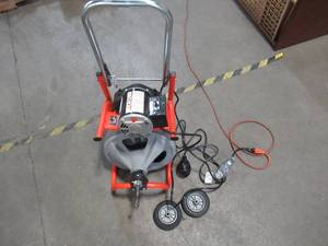 RIDGID 115-Volt K-400AF AUTOFEED Drum Machine with C-45 12 in. Integral Wound Cable 27013 - Missing Cutters, AUTOFEED Control and Wheel Rod.