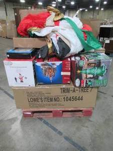 WHOLESALE MIXED PALLET OF CHRISTMAS TREES, INFLATABLES AND DECORATIONS