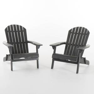 Noble House Obadiah Dark Grey Folding Wood Adirondack Chair (2-Pack), 40719 - Some Slats are slightly cracked.