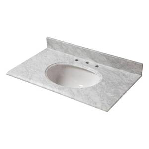 Pegasus 31 in. W Marble Vanity Top in Carrara with White Basin, 31108