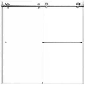 Holcam Eclipse 60 in. W x 60.5 in. H Frameless Bypass Sliding Tub Door in Brushed Nickel, ECBTE.BNK.CLR.6060.HS