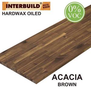 Interbuild Acacia 8 ft. L x 25 in. D x 1 in. T Butcher Block Countertop in Brown Oil Stain - Slight Edgewarescratchesdings.