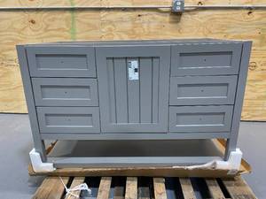 lot 56 image: HOME DECORATORS COLLECTION Lanceton 48 in. W x 22 in. D x 34 in. H Bath Vanity Cabinet Only in Sterling Gray
