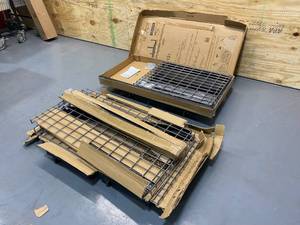 lot 111 image: HUSKY Lot of 2-  42 in. H x 96 in. W x 32 in. D Adjustable Height Ceiling Mount Garage Racks