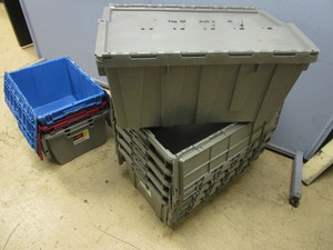 AKRO-MILS BINS, WITH HINGED LIDS
