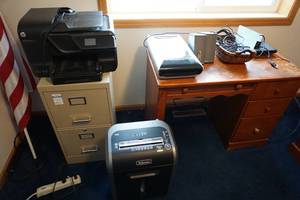 Canon Scan with Speakers  HP Officejet Pro  Fellowes Paper Shredder