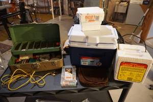 Vintage Tackle Box  New Rubbermaid Cooler