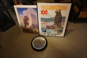 Bear Picture  Loon Clock  Yellowstone 100th Anniversary Framed Poster