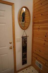 Oval Wood Framed Mirror  Hanging Deer Tapestry