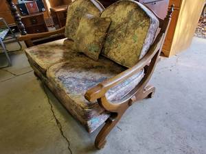 lot 146 image: Vintage Wooden Loveseat