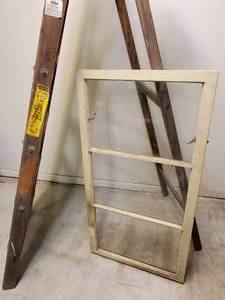lot 211 image: Old Wooden Ladder & Vintage Window
