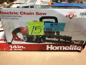 lot 15 image: 14 in. 9 Amp Electric Chainsaw by Homelite &nbspin good condition 