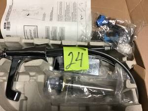 lot 24 image: Ashlyn Single Hole Single-Handle Bathroom Faucet with Metal Drain Assembly in Chrome by Delta &nbspin good condition 