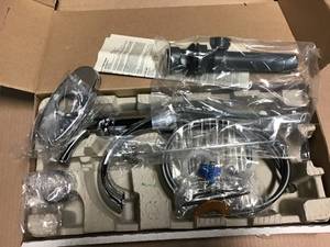 lot 26 image: Haywood Single Hole Single-Handle Bathroom Faucet in Chrome by Delta &nbspin good condition 