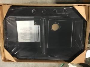 lot 40 image: Waterbrook Dual Mount Composite Granite 33 in. 4-Hole Double Bowl Kitchen Sink in Black by Mont Blanc &nbspin good condition 