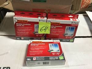lot 64 image: Frost King 42-in W x 5-ft 2-in L Clear Heat-Control Window Film (3-Pack) &nbspin good condition 
