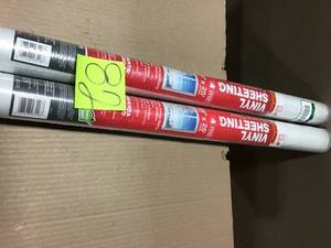 lot 82 image: 48 in. x 25 ft. Crystal Clear Plastic Vinyl Sheeting by Frost King &nbspin good condition 