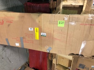 lot 103 image: 58 in. Traditional Electric Fireplace TV Stand - White Oak by Walker Edison Furniture Company costumer returns