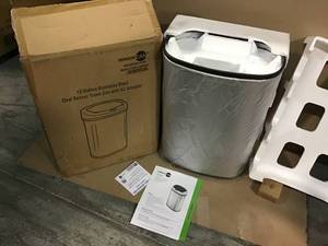 13 Gal. Oval Stainless Steel Automatic Sensor Kitchen Trash Can with Power Adapter in good condition