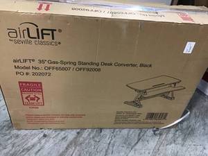 AIRLIFT Black 35.4 in. Height Adjustable Standing Desk Converter Workstation with Dual Monitor Riser and Keyboard Tray in good condition