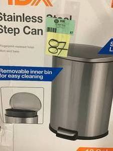 HDX STAINLESS STEEL TRASH CAN SEE PICTURES