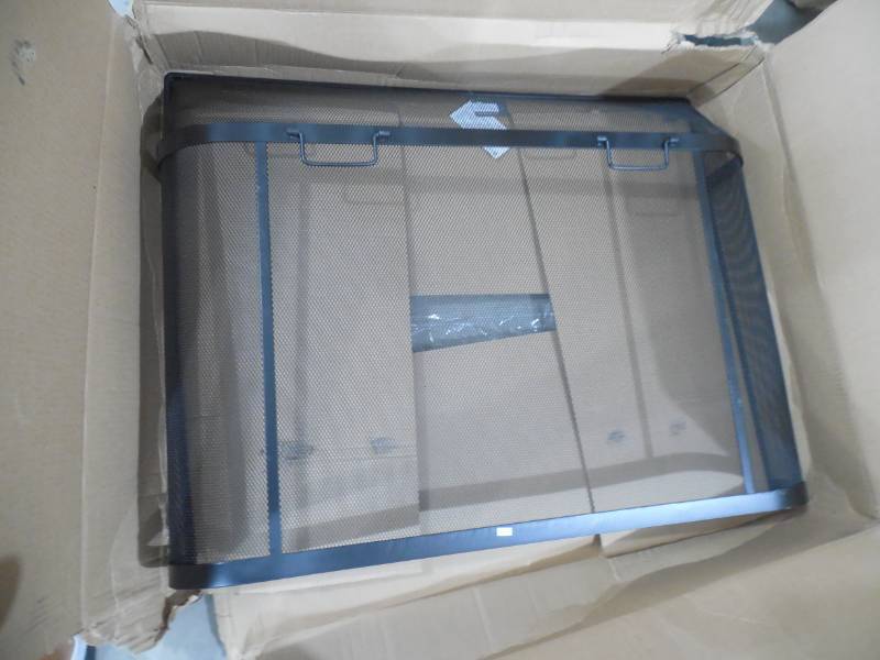 lot 23 image: Black Steel 1-Panel Fireplace Screen