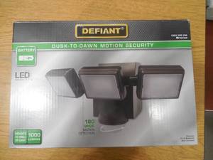 lot 87 image: 1000 Lumen 180- Degree Outdoor Bronze LED Battery Motion Activated Outdoor Flood Light