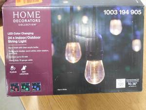 lot 93 image: 12-Light 24 ft. Integrated LED String Light with Color Changing Bulbs