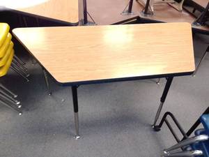 Trapezoid Tables Almond Colored Top, Great Condition - 4