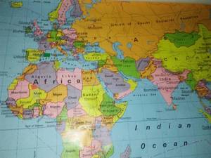 World Map � Pull Down, retractable.
