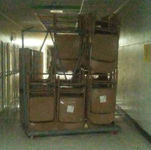 40 Folding Chairs and rolling storage cart