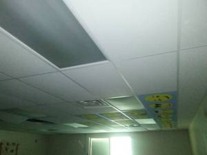 Entire Room, Bookcase, Ceiling, Whiteboards, electrical and radiator.