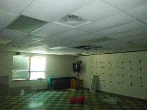 Entire Room, Bookcase, Ceiling, Whiteboards, electrical and radiator.