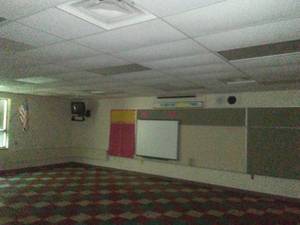 Entire Room, Bookcase, Ceiling, Whiteboards, electrical and radiator.
