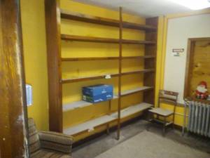 Door, metal ladder, window - interior, Shelving, metal Bookcase Christmas trees & more.