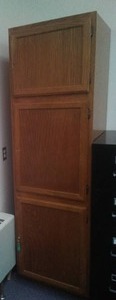 Locking Wood Cabinet Pantry.