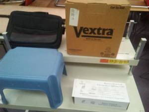 Misc. Targus laptop bag, stool, wire and emergency lighting.