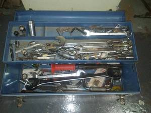 Metal Toolbox with wrenches galore