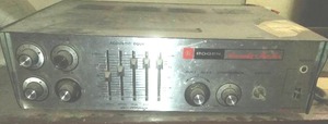 Bogen Equalizer and Wood Cabinet with electrical fuses of all sizes.