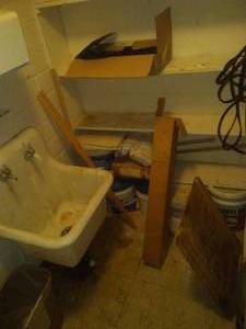 Custodial Closet Contents. Shelving and all