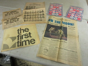 lot 239 image: VINTAGE ON THE MOON JULY 21, 1969 WISCONSIN STATE JOURNAL, MINN. TRIBUNE COLLECTOR SUPPLEMENTS