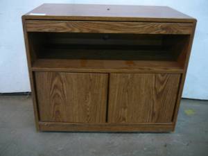 Wooden TV Stand Swivel Top on Casters