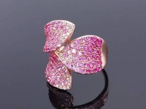 lot 1C image: Breathtaking  3.67 Carat Natural Pink Sapphire and Diamond Statement Ring in 14k Yellow Gold $5624.00 MSRP