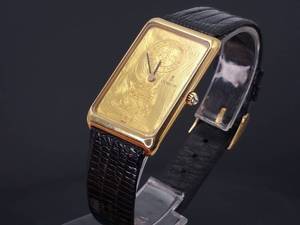 lot 7 image: Collectible 18k Corum 24k 15 Gram Gold Bar Ingot Watch, Manual Wind, Leather Strap. Working $6850 Retail